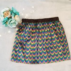 Skies Are Blue Metallic Rainbow Skirt
